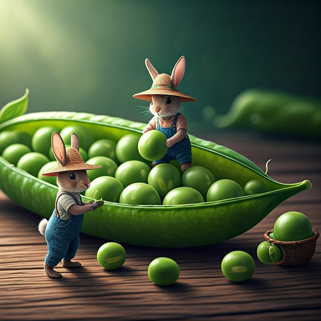 Fantasy Pea Harvest in Whimsical Wonderland