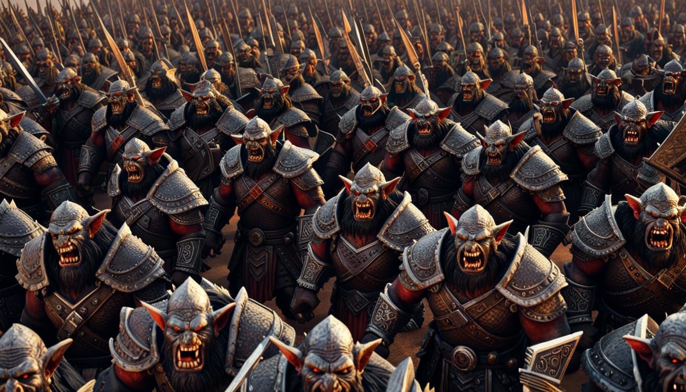 Detailed Orc Horde in Desert Landscape