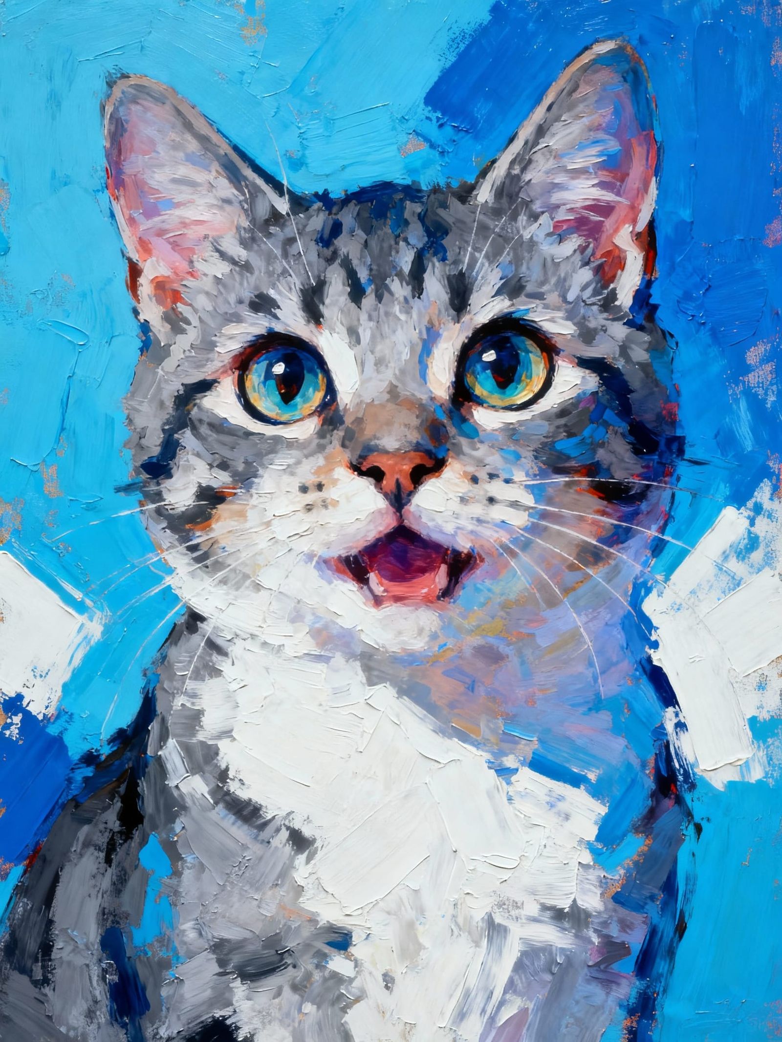 Vibrant Pop Art Portrait of a Playful Cat