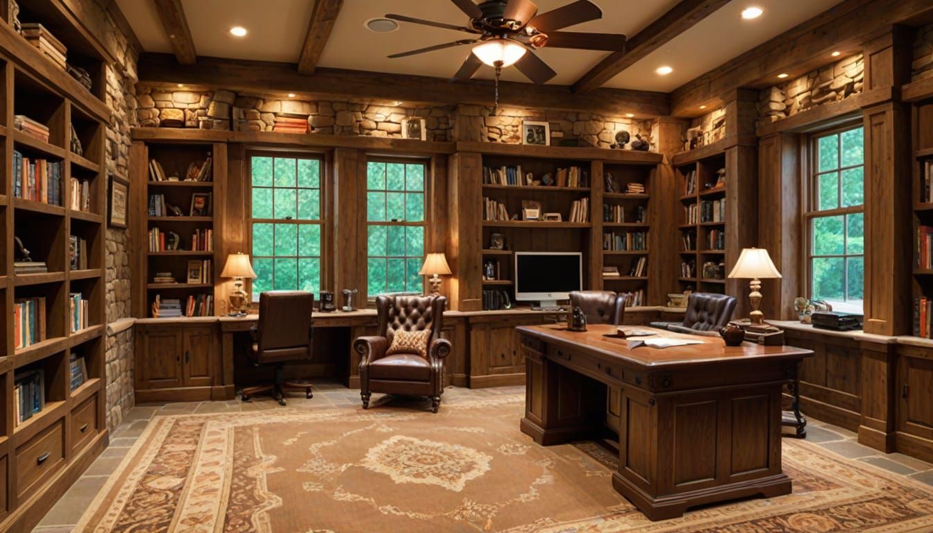 Cozy Executive Study with Rustic Charm