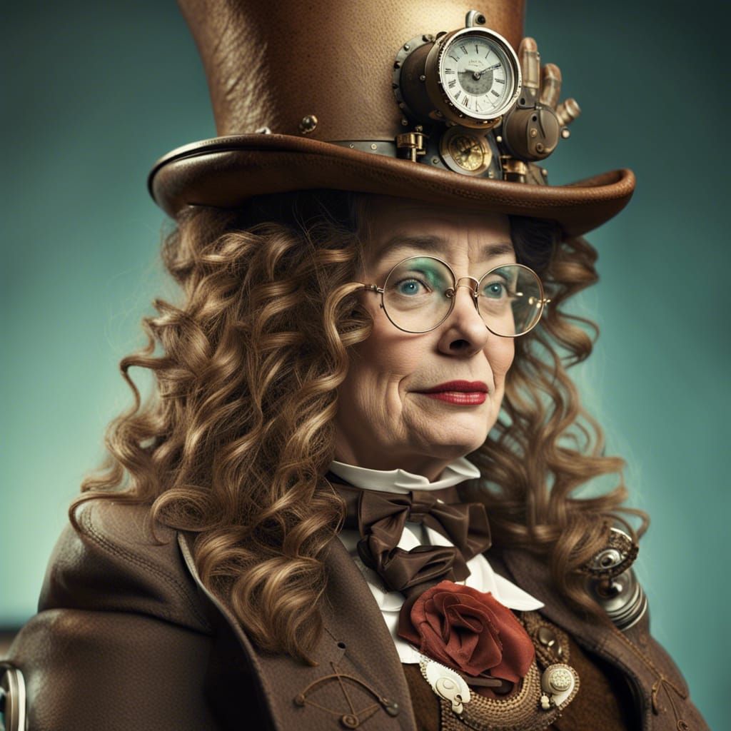 Steampunk Large Marge: Played by Alice Nunn in the Movie Pee-wee's Big Adventure, 16k resolution photorealistic CGI VFX ...