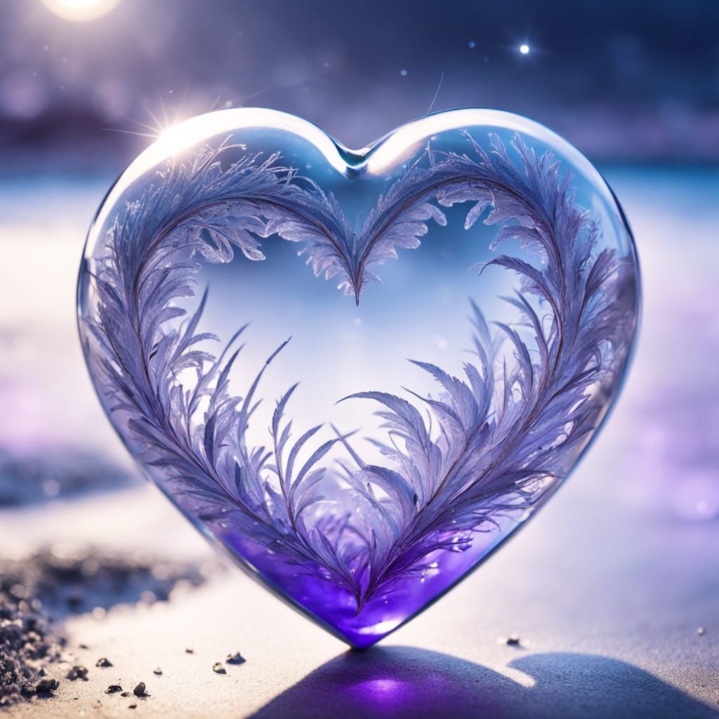 Surreal Glass Heart Under Ethereal Moonlight