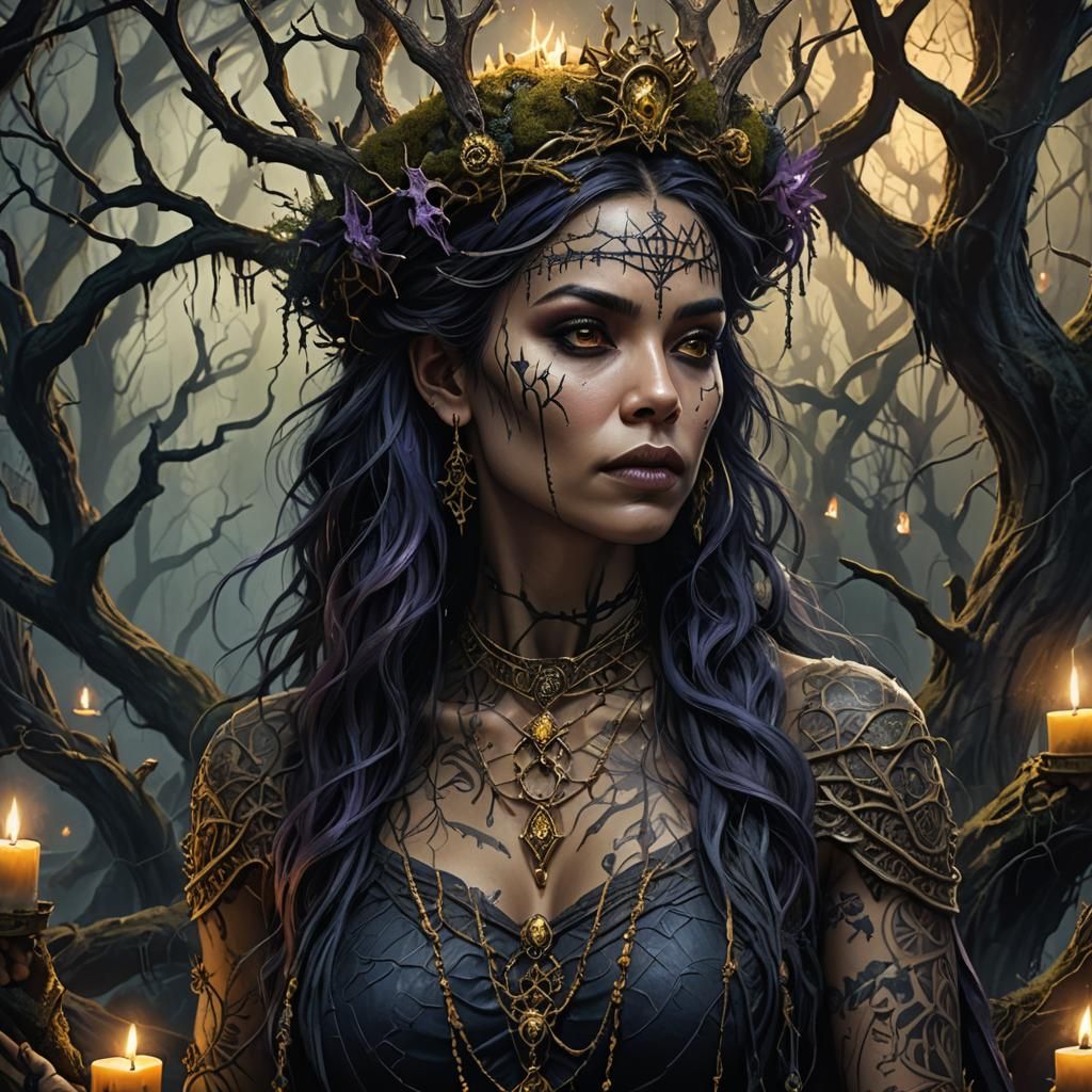 Bayou Witch Portrait in Dark Fantasy Style