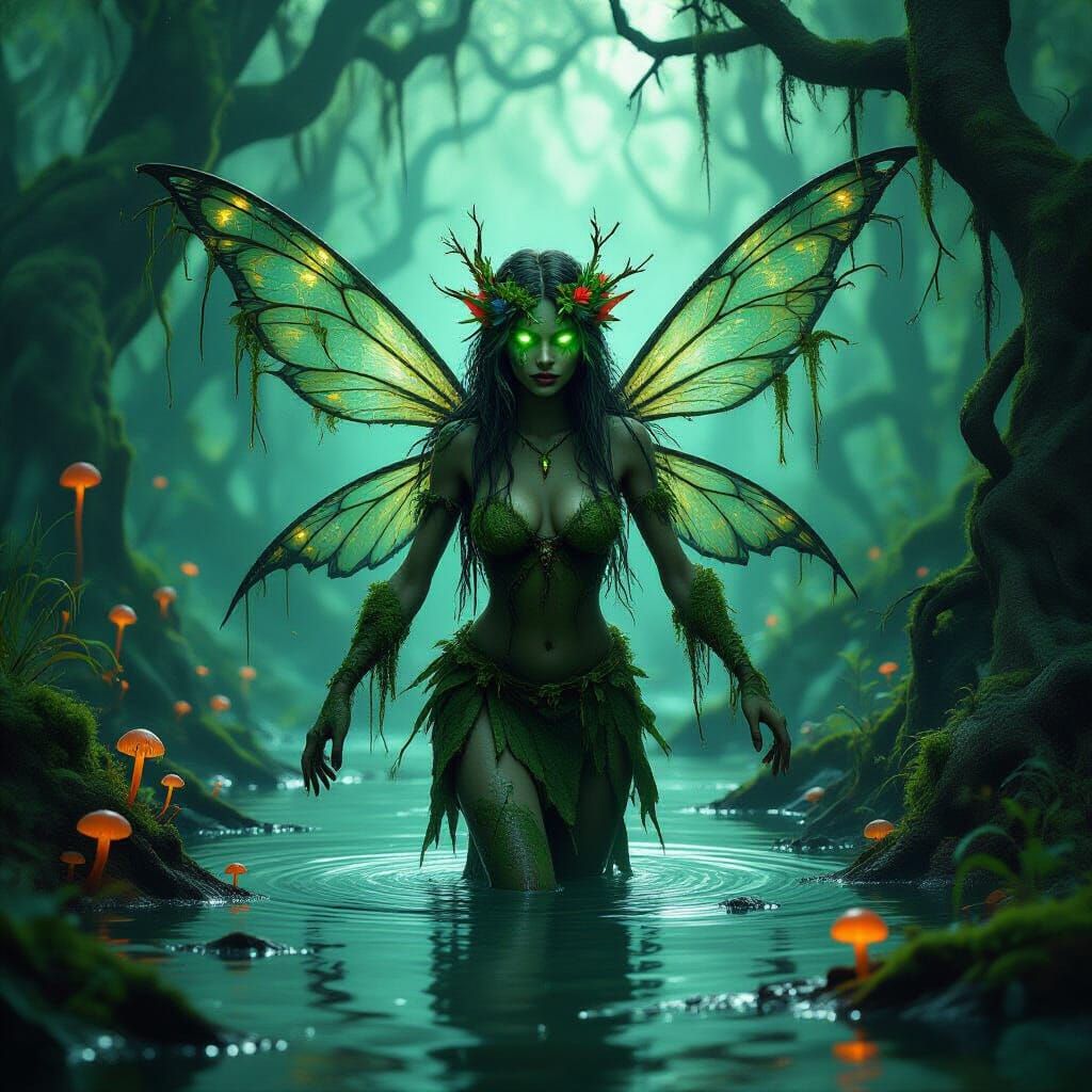 Swamp Fairy Emerges from Primeval Swamp