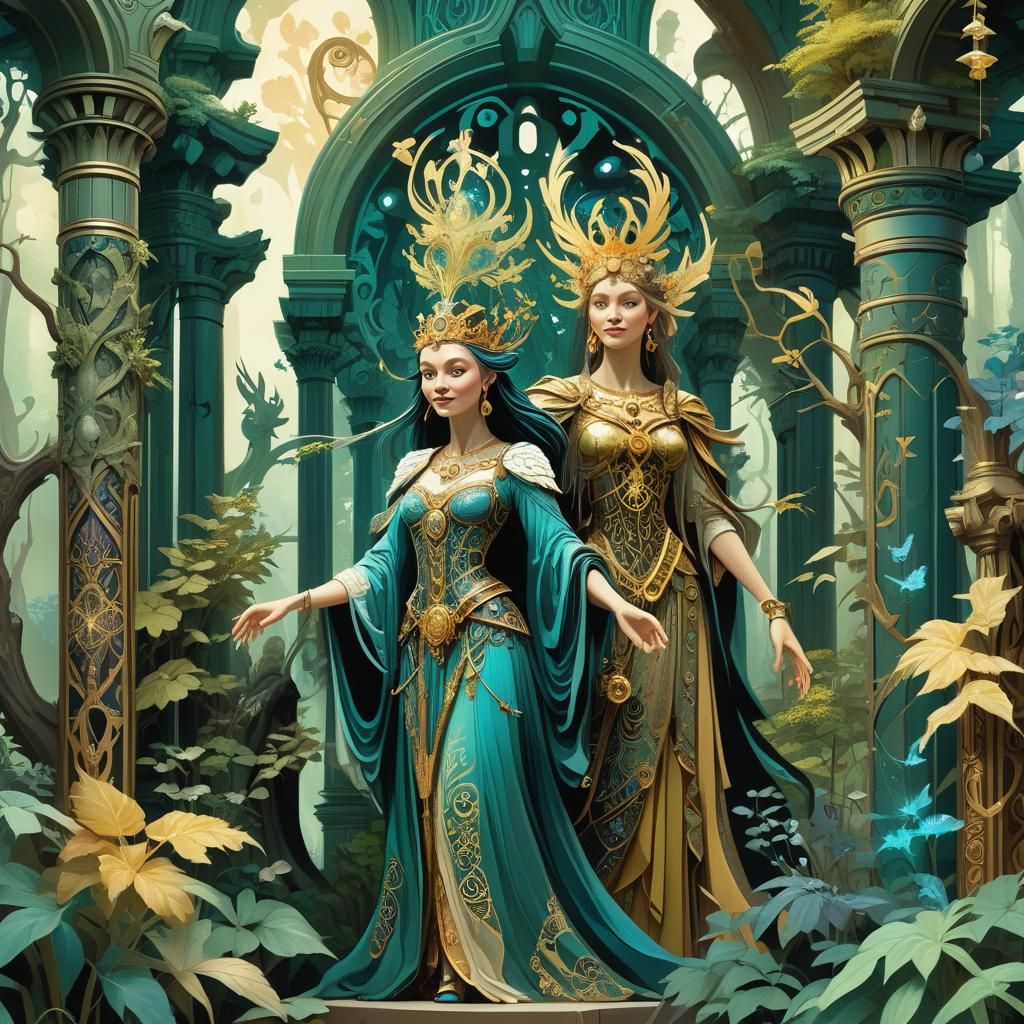 Queen Mab in Mystical Forest: Fantasy Illustration