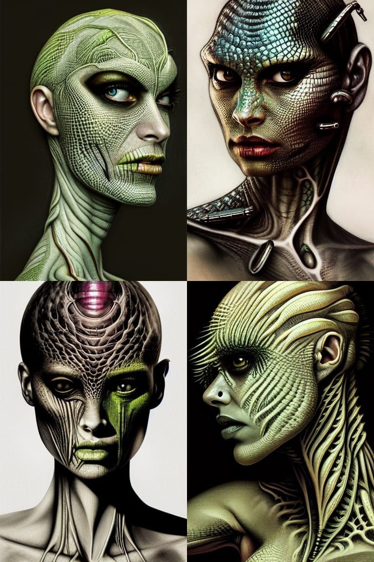 Detailed Lizard-Human Hybrid in Biopunk Style