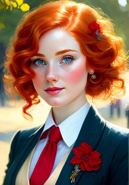 Stunning Woman with Red Hair in Galaxy