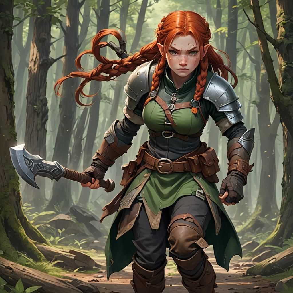 Fierce Female Dwarf Explorer in 3D Anime Art