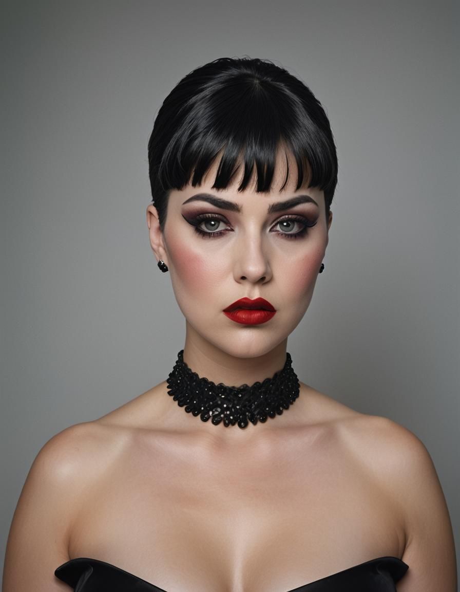 Gothic Portrait with Dramatic Makeup and Studio Lighting
