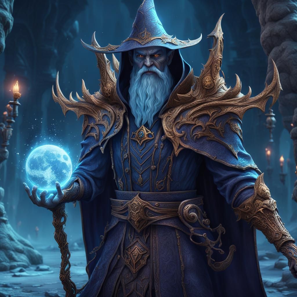 Astral Elf Necromancer Wizard in Detailed Matte Painting
