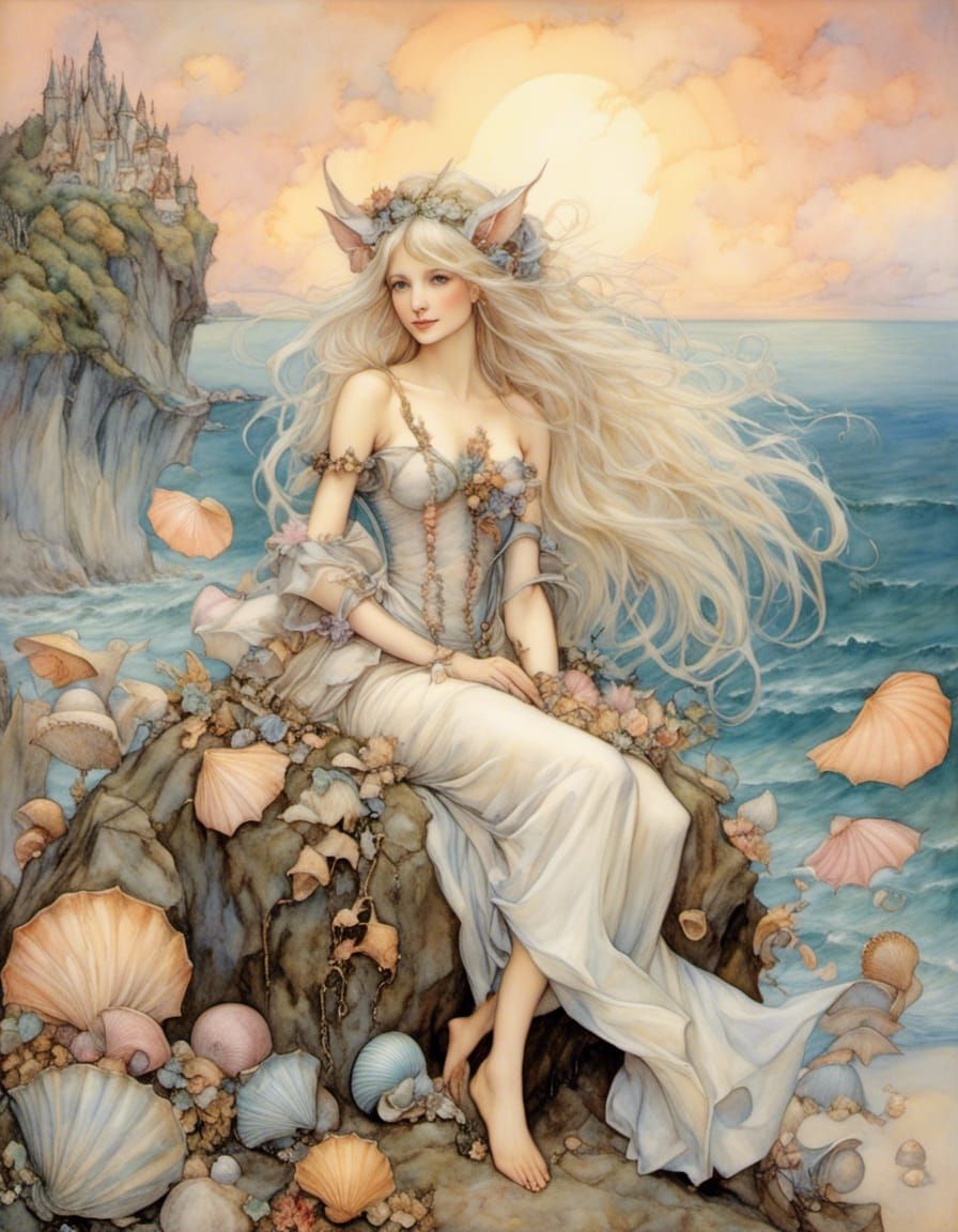 Seashell Mermaid on Private Beach