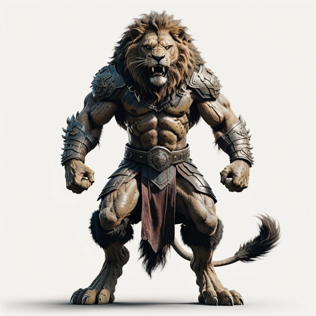Epic Lion Warrior in Cinematic Stance