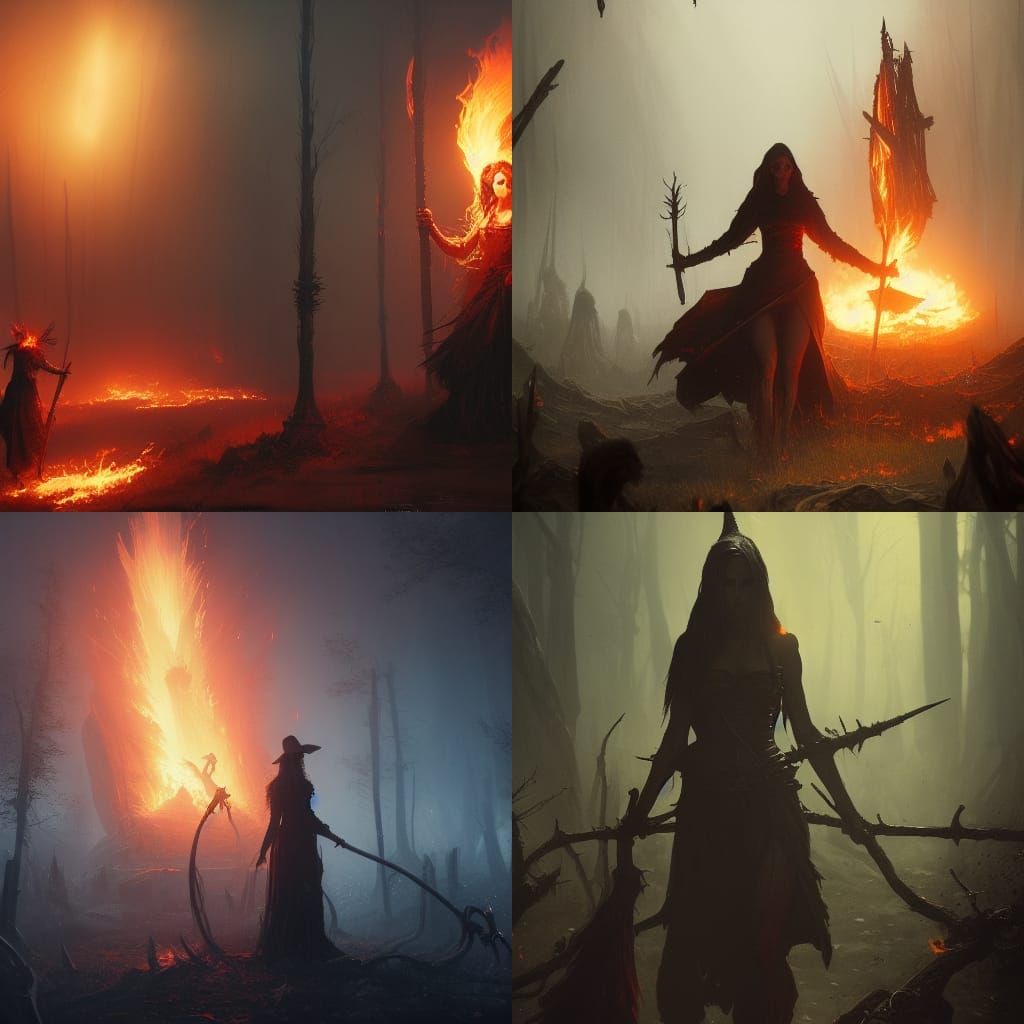 Burning Witch Dark Fantasy Concept Art