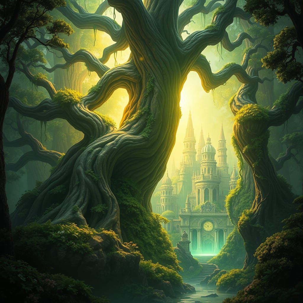 Enchanted Realm in Vibrant Mystical Forest