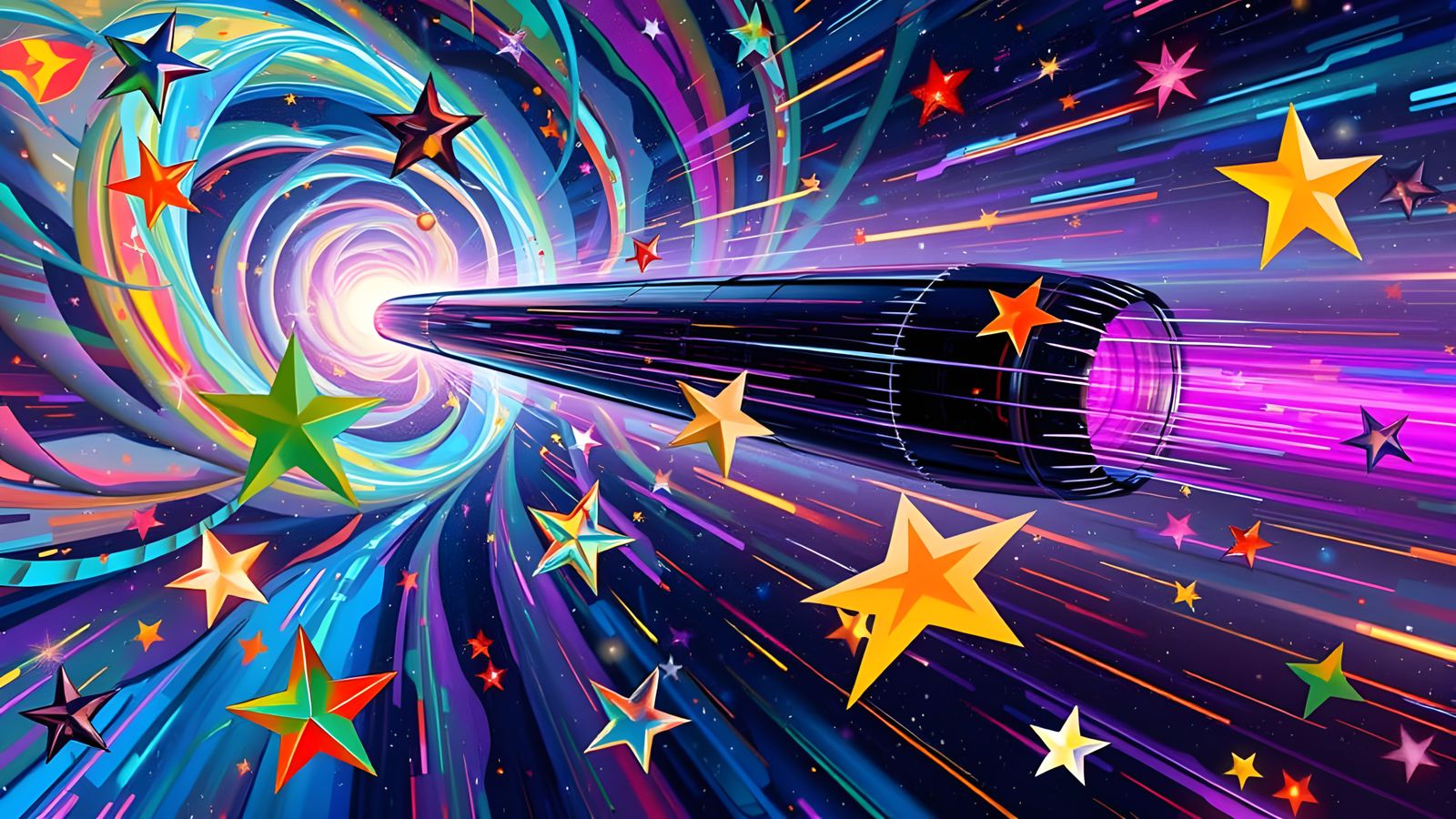 Iridescent Plasma Cylinder in Impasto Cosmos