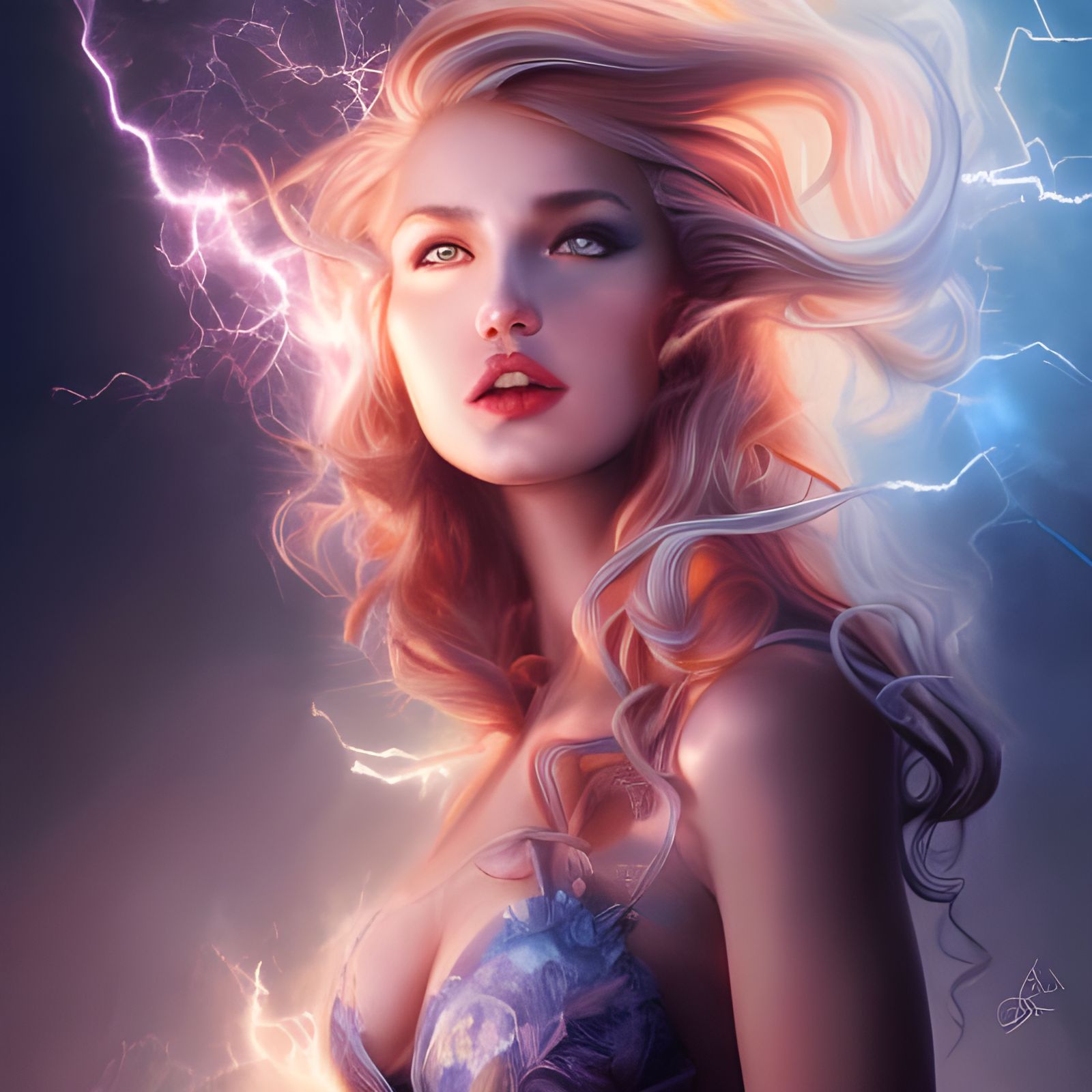 Electric Princess Portrait with Lightning and Sparks