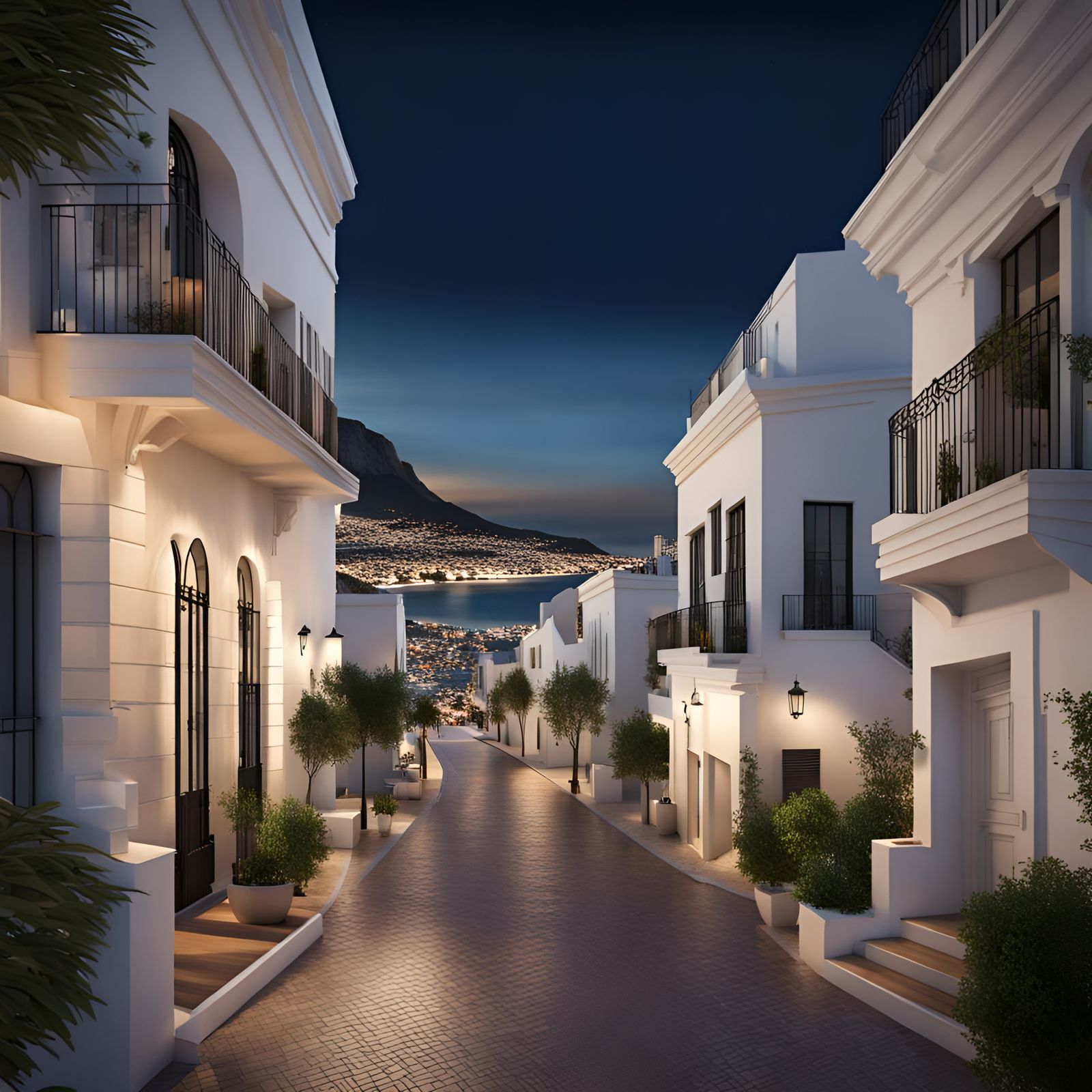 Gibraltar at Night: Abstract View of the Rock