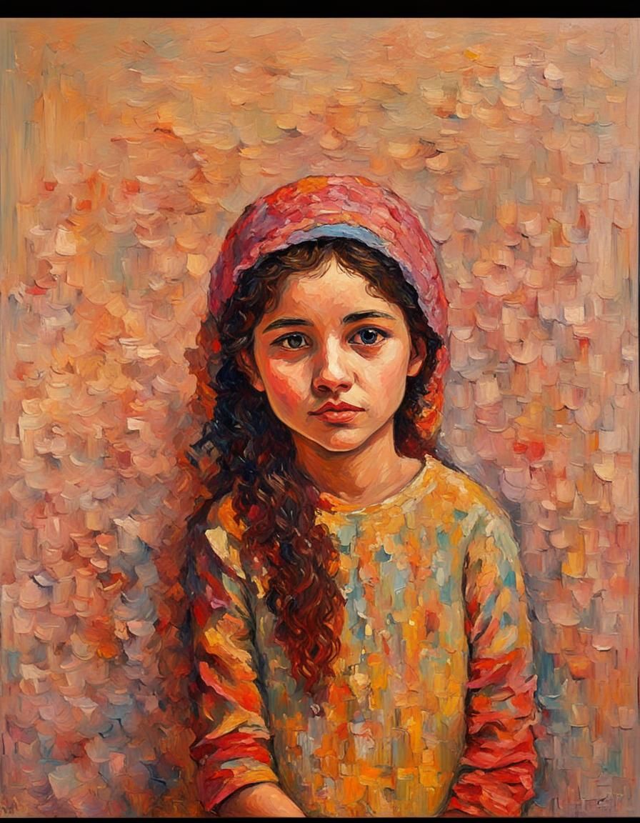 Iraqi Folklore Girl in Neo-Impressionist Style
