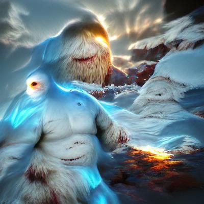 Abominable Snowman Cyclops Concept Art in 8k