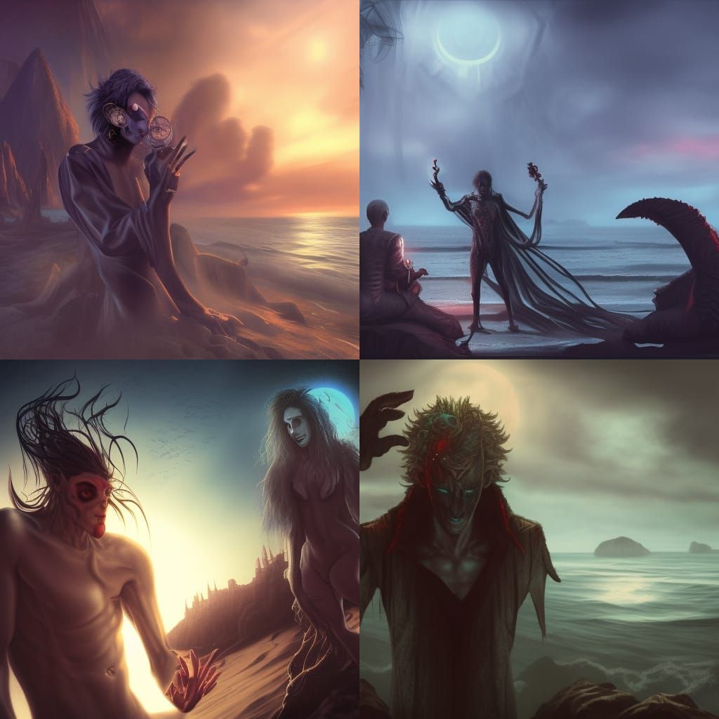 Lasombra Vampire with Living Shadows on Beach