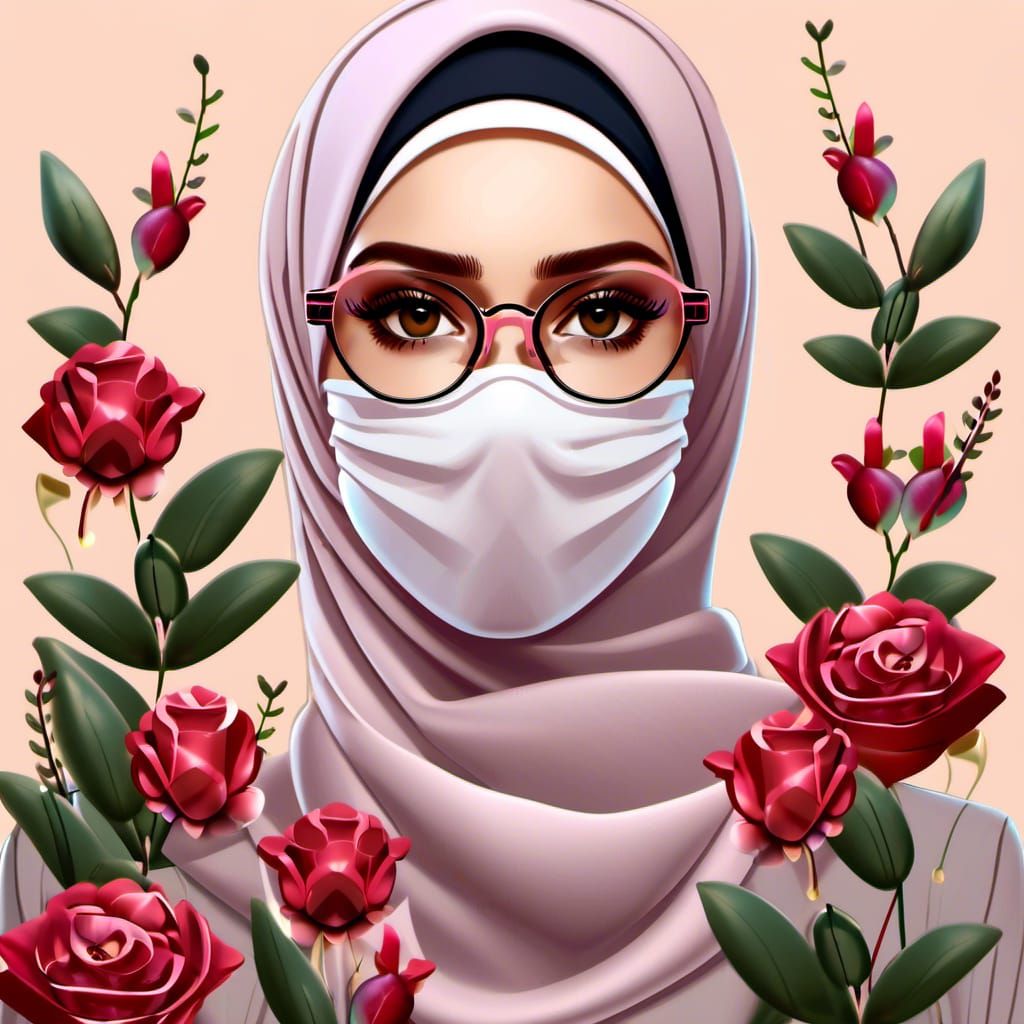 Beautiful Hijabi Secretary Portrait with Floral Background
