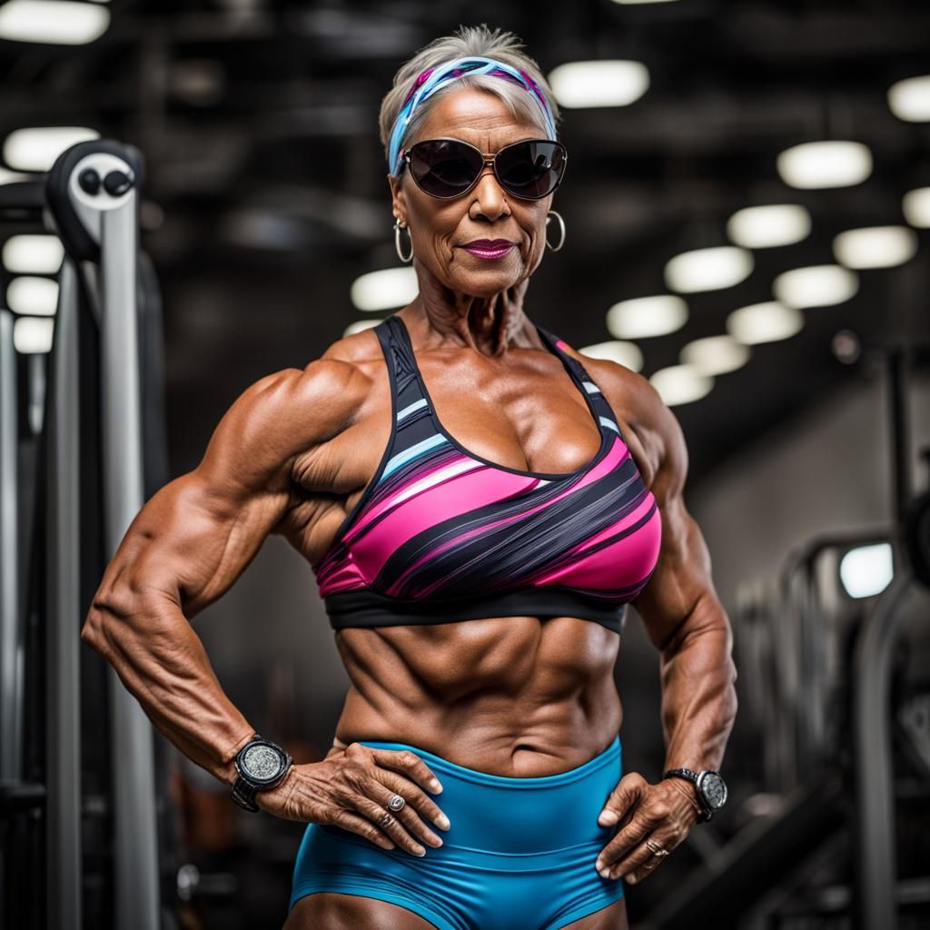 Muscular Woman Bodybuilder in Bikini: Photorealistic Fashion...