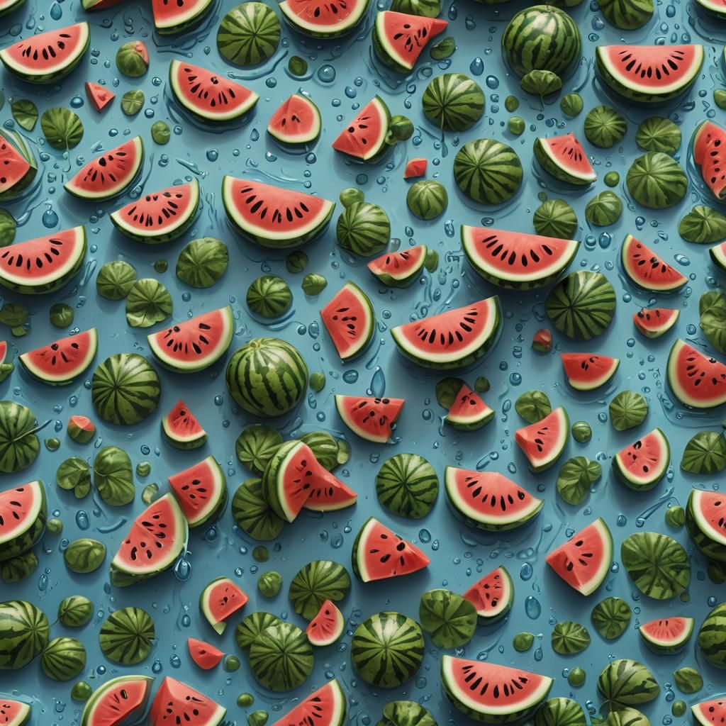 Adorable Watermelon Dancing in a Digital Matte Painting