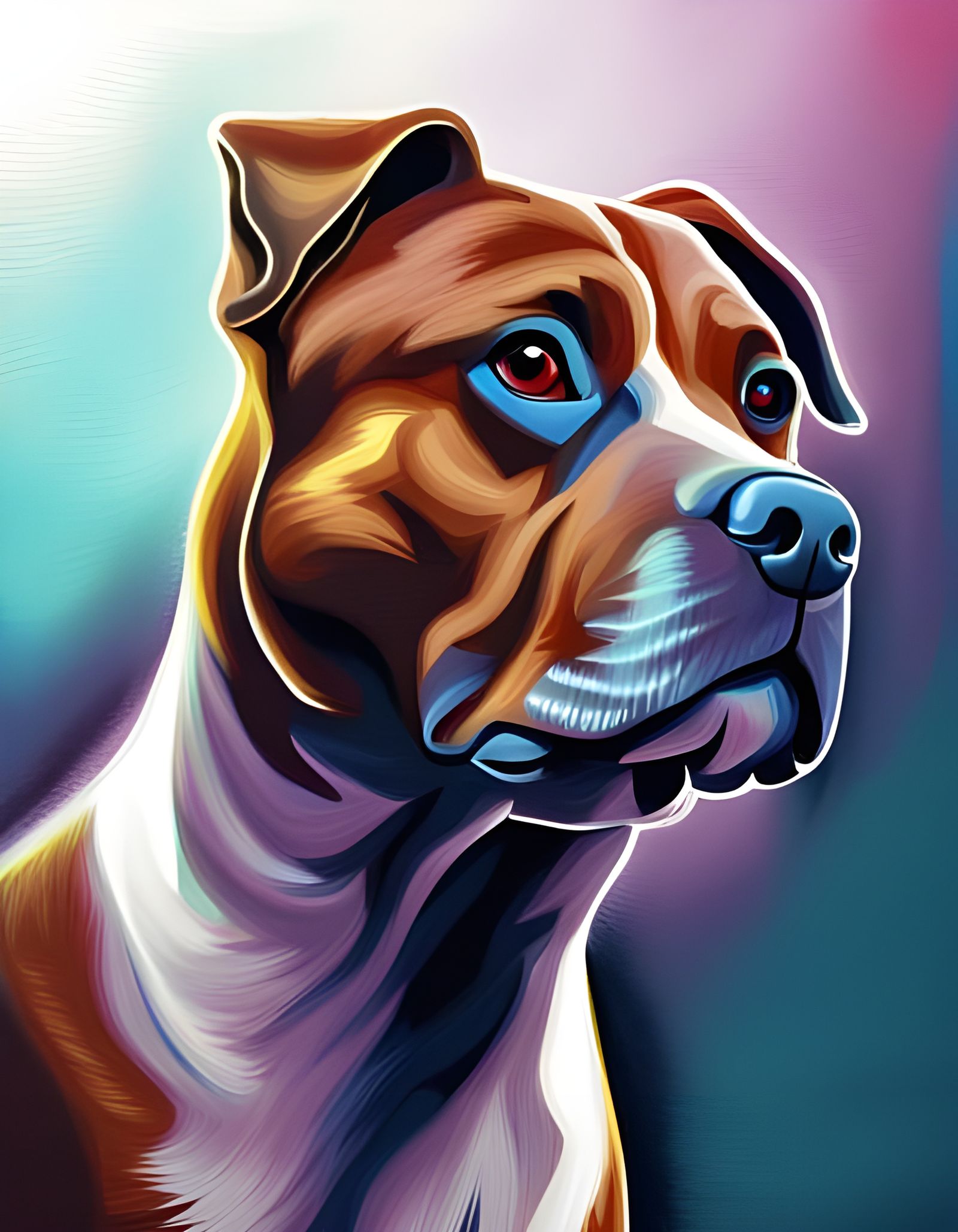 Staffordshire Terrier Portrait in Acrylic Art Style