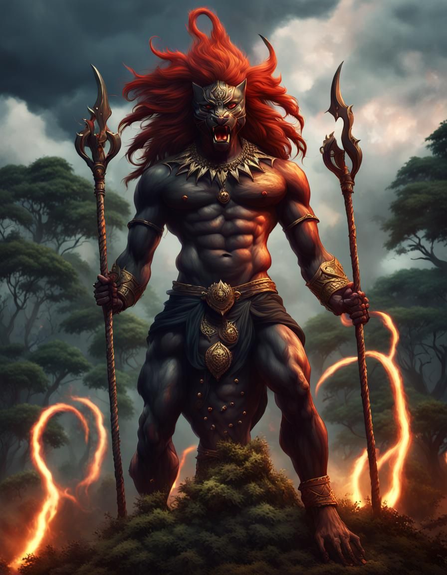 Black Panther Demon Hybrid in Detailed Matte Painting