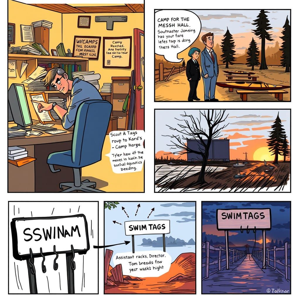 Pixar-Inspired Comic Book Storyboard with Cluttered Office S...