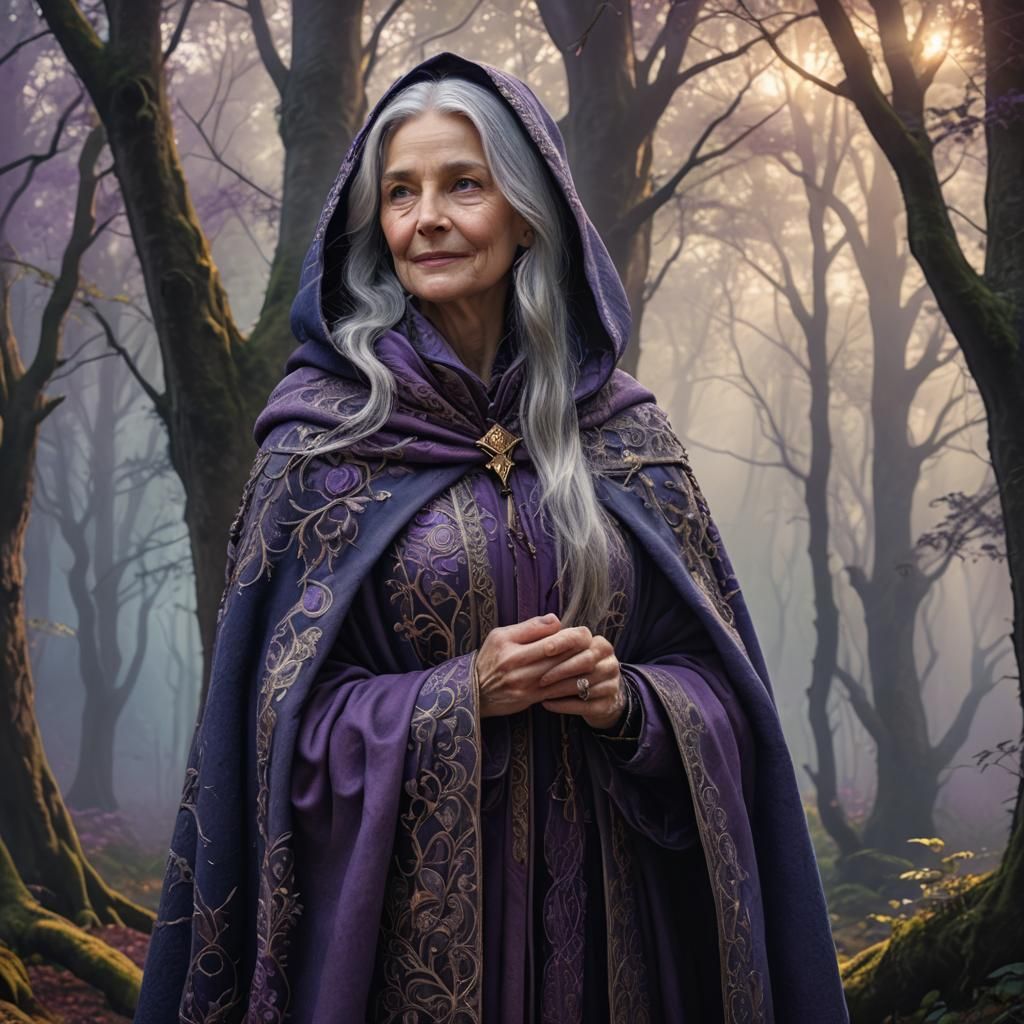 Mystical Lady in Misty Forest, Matte Painting