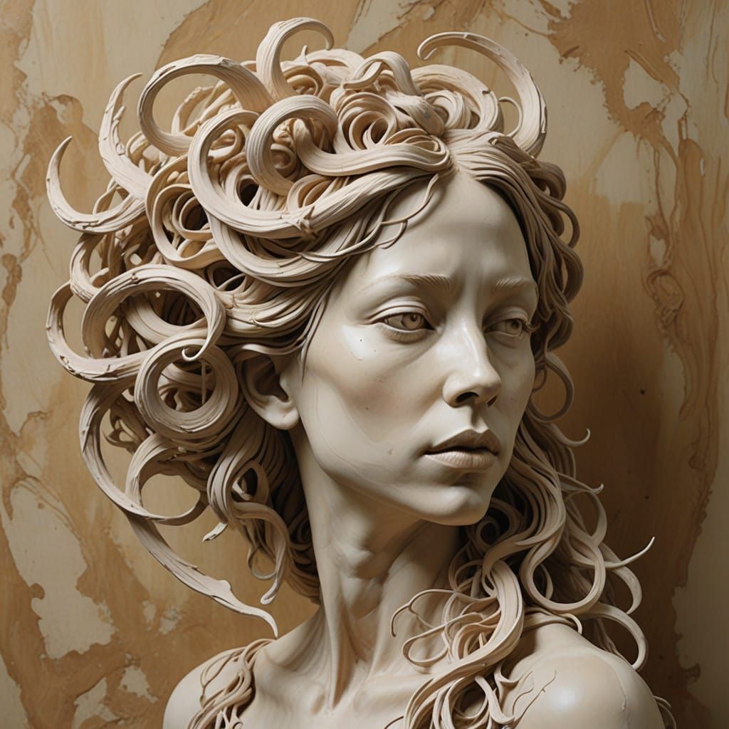 Ethereal Clay Goddess with Swirling Tendrils