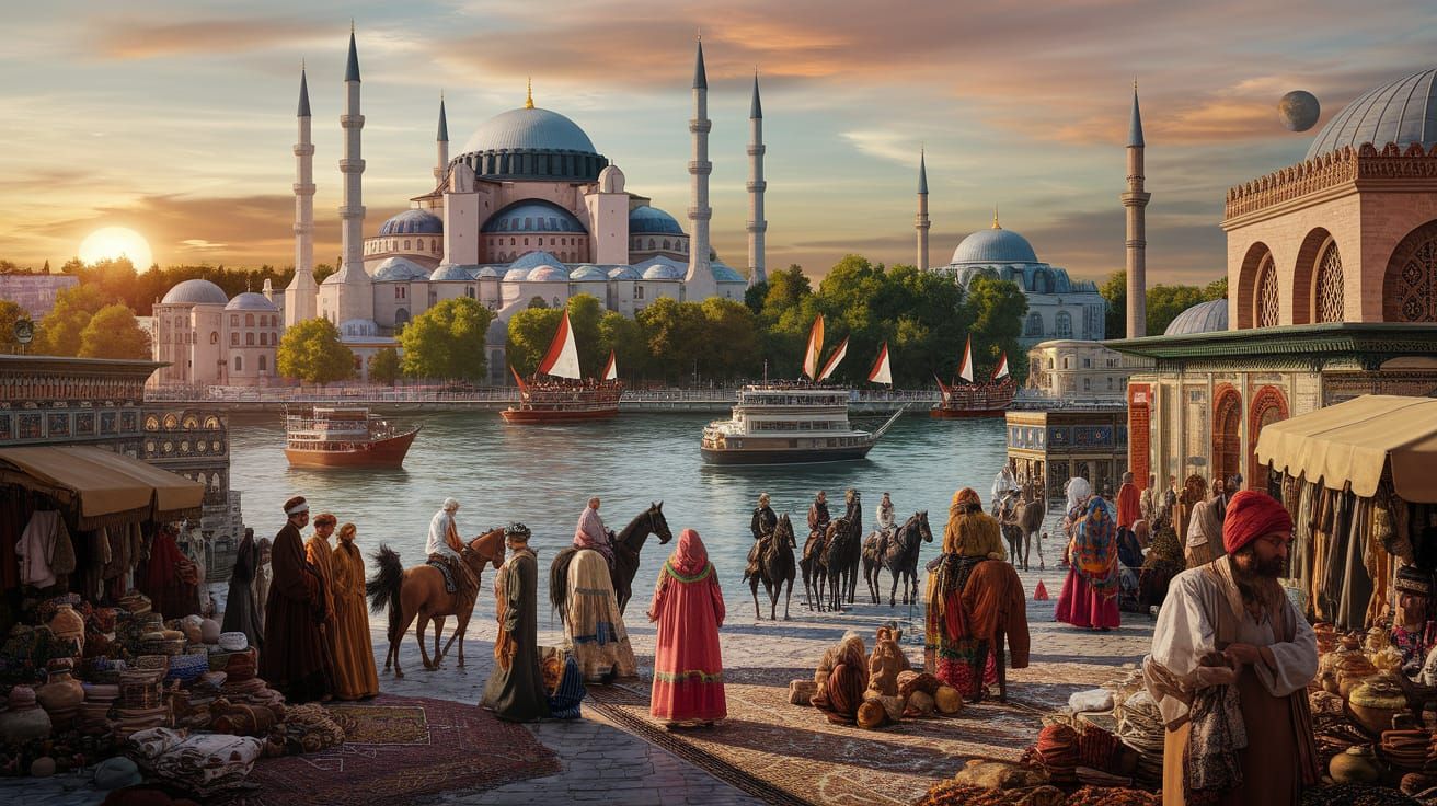 Istanbul Panorama in Ottoman Miniature Style