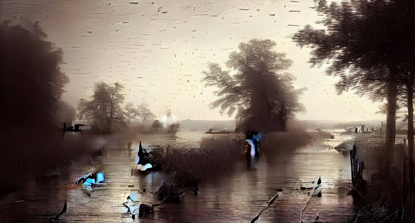 Misty Marsh Path in Ultrarealistic Style