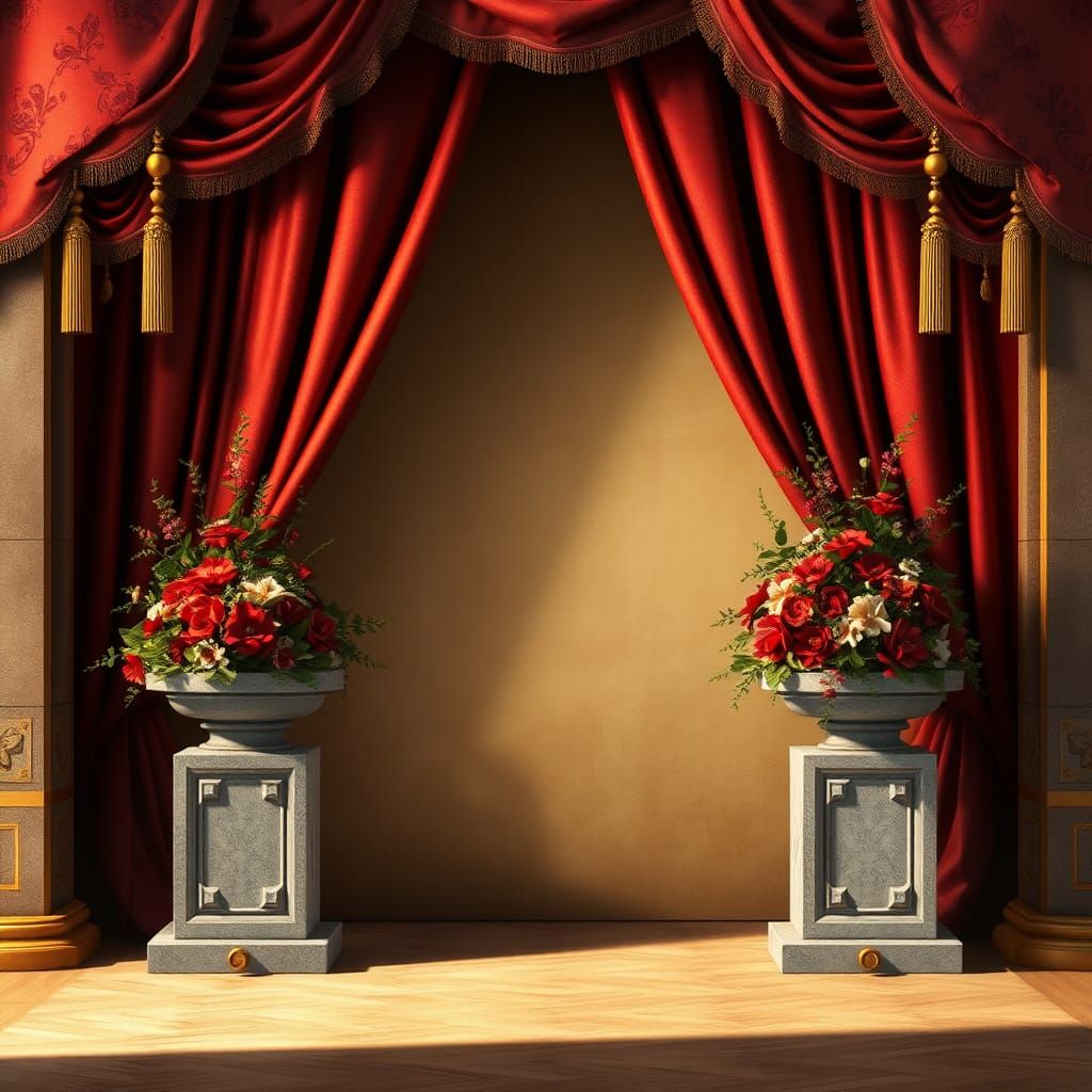 Baroque Digital Illustration with Parchment and Flowers