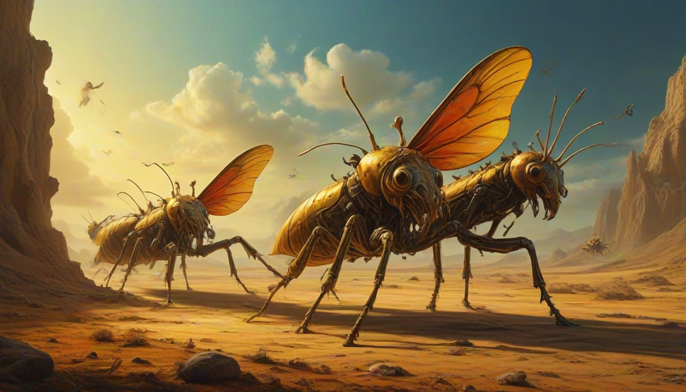 Surreal Tribe Rides Insect Vehicles in Dali Style