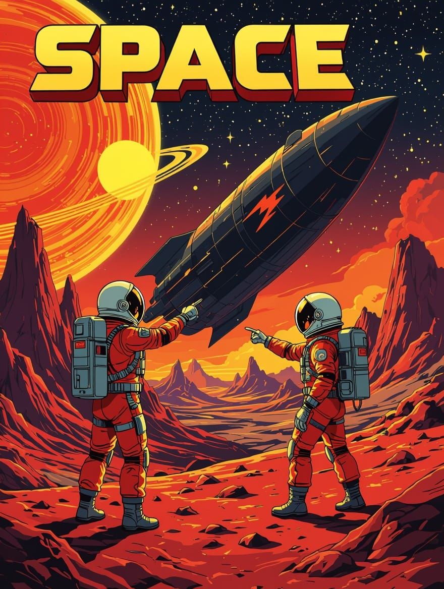 Vintage Sci-Fi Space Adventures Comic Book Cover