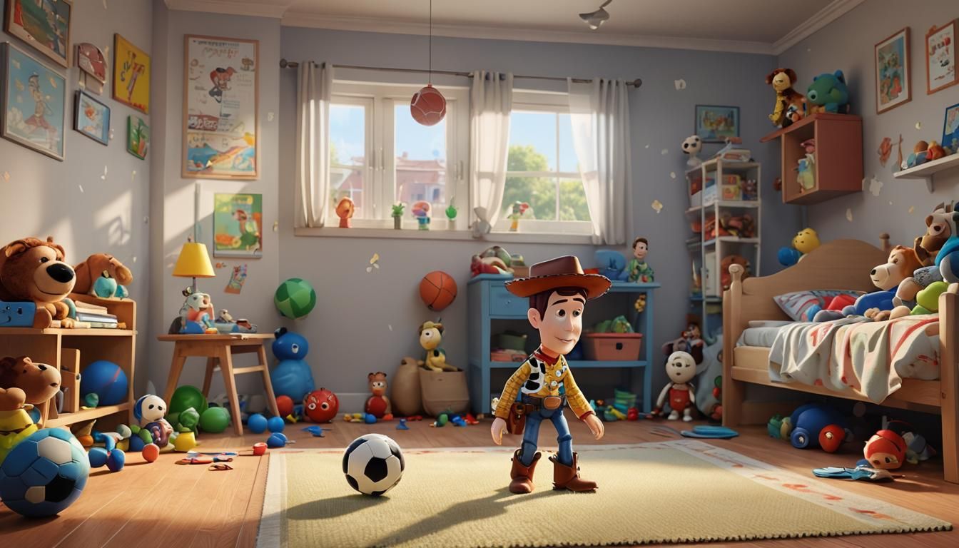 Toy Football Scene in 3D Anime Art