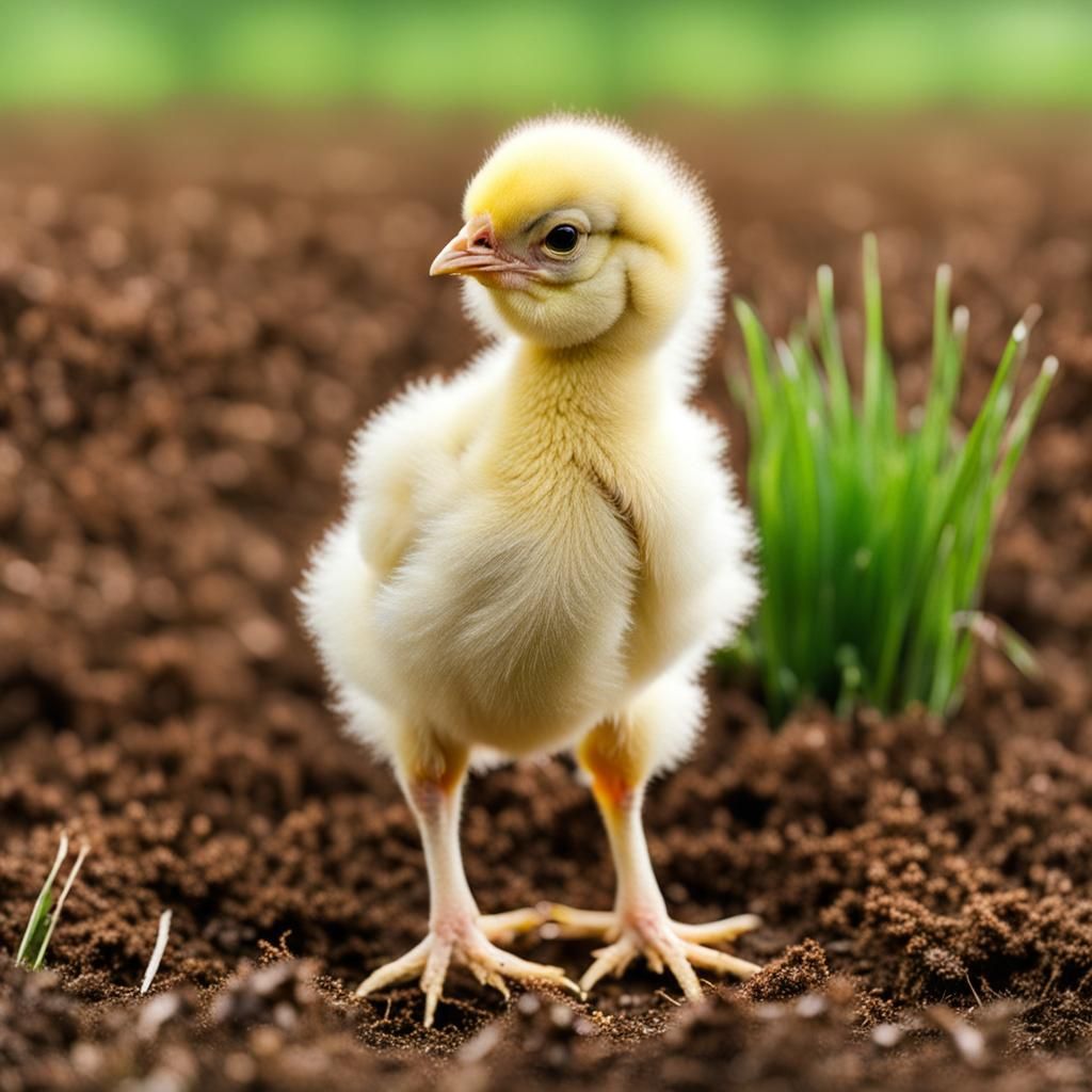 Baby Chicken Standing in a Field