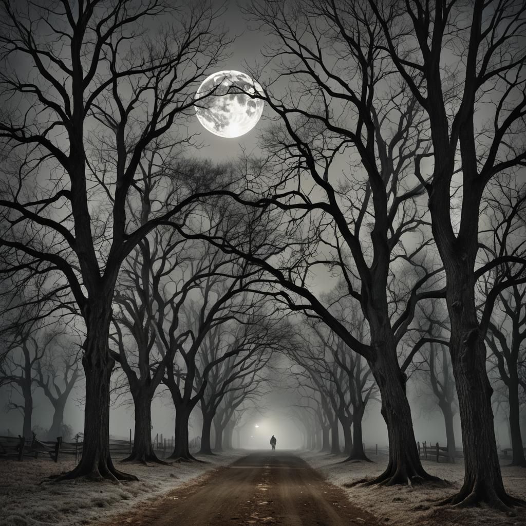 Moonlit Shadow Trembles in Silent Forest