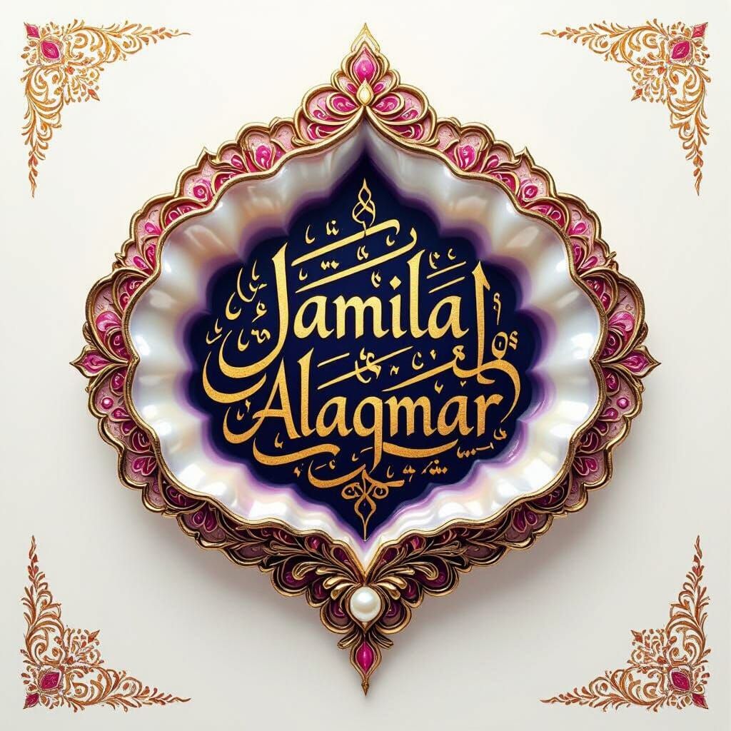 Golden Arabic Calligraphy Pearl Oyster Design