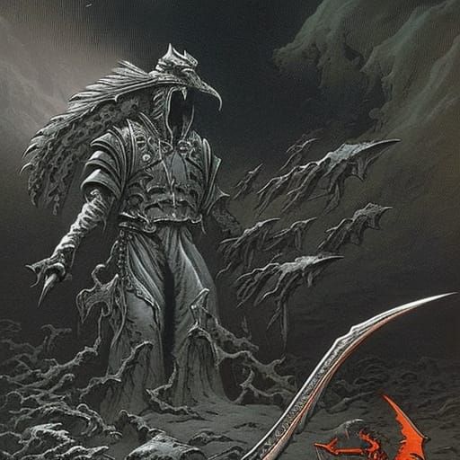Blood Dragon Wizard of the Night in Doré Style