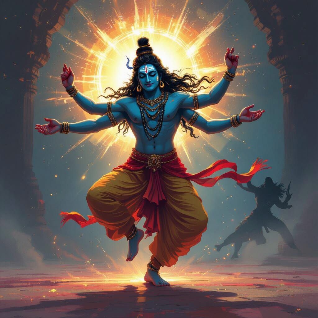 Mahadev's Shadow Performing Tandav in Radiant Light