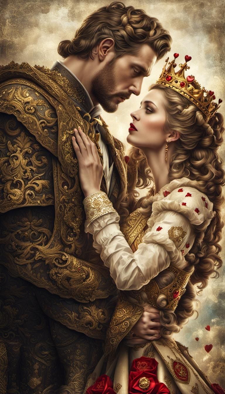 Queen of Hearts Finds Love: Hyperrealistic Image