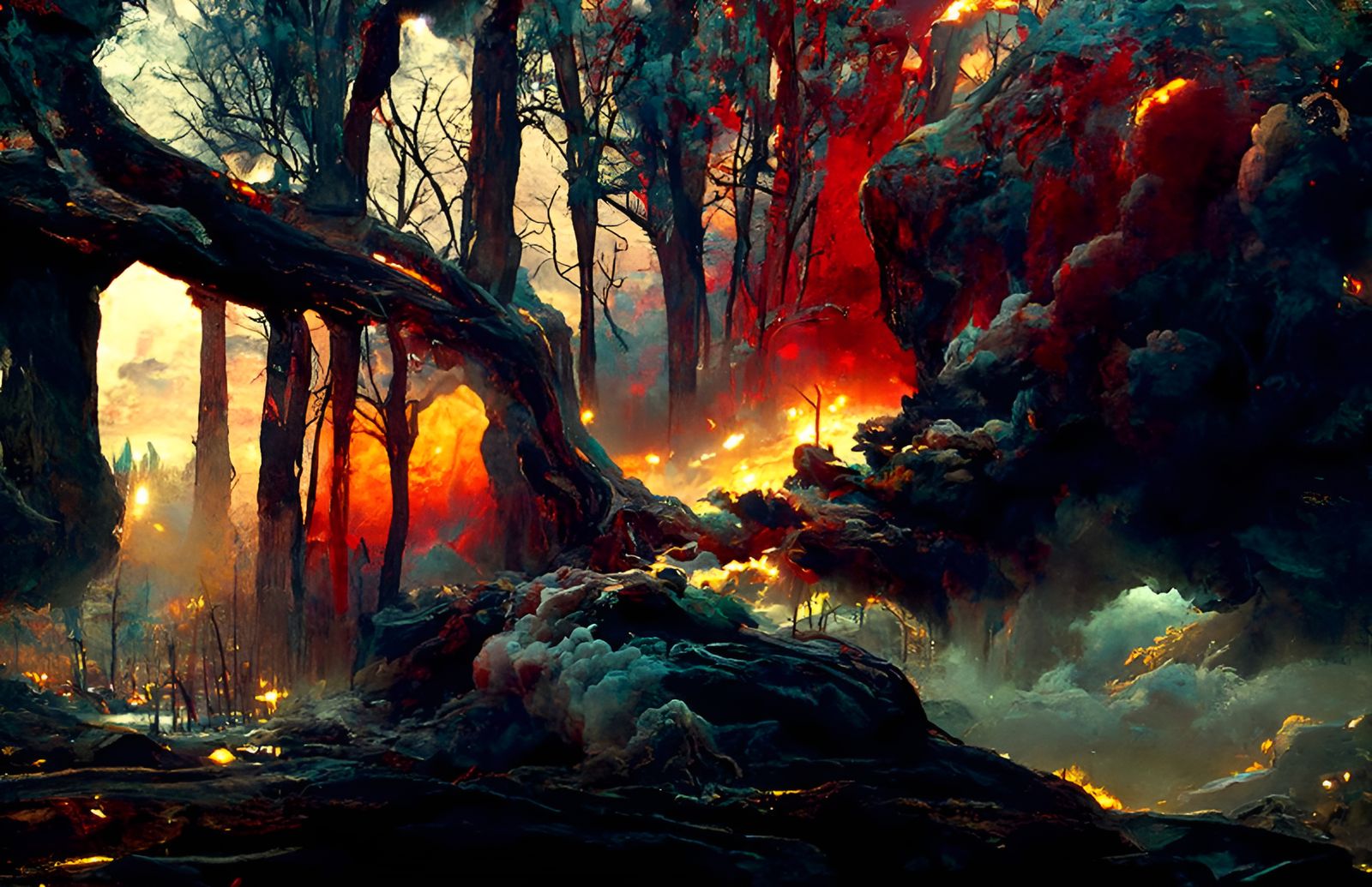 Inferno in the Mountains: Forest Fire Landscape