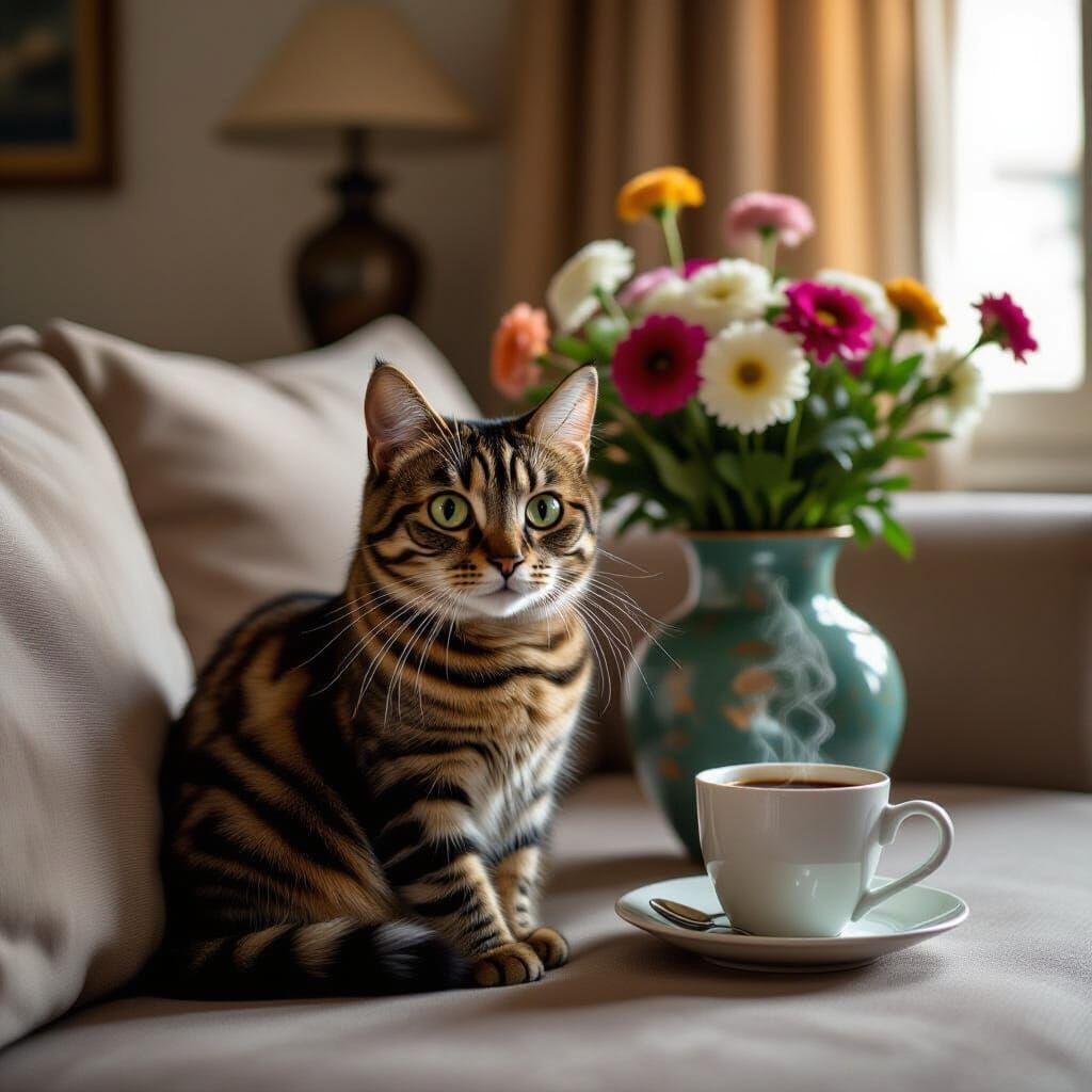 Cinematic Cat Portrait in Italian Apartment