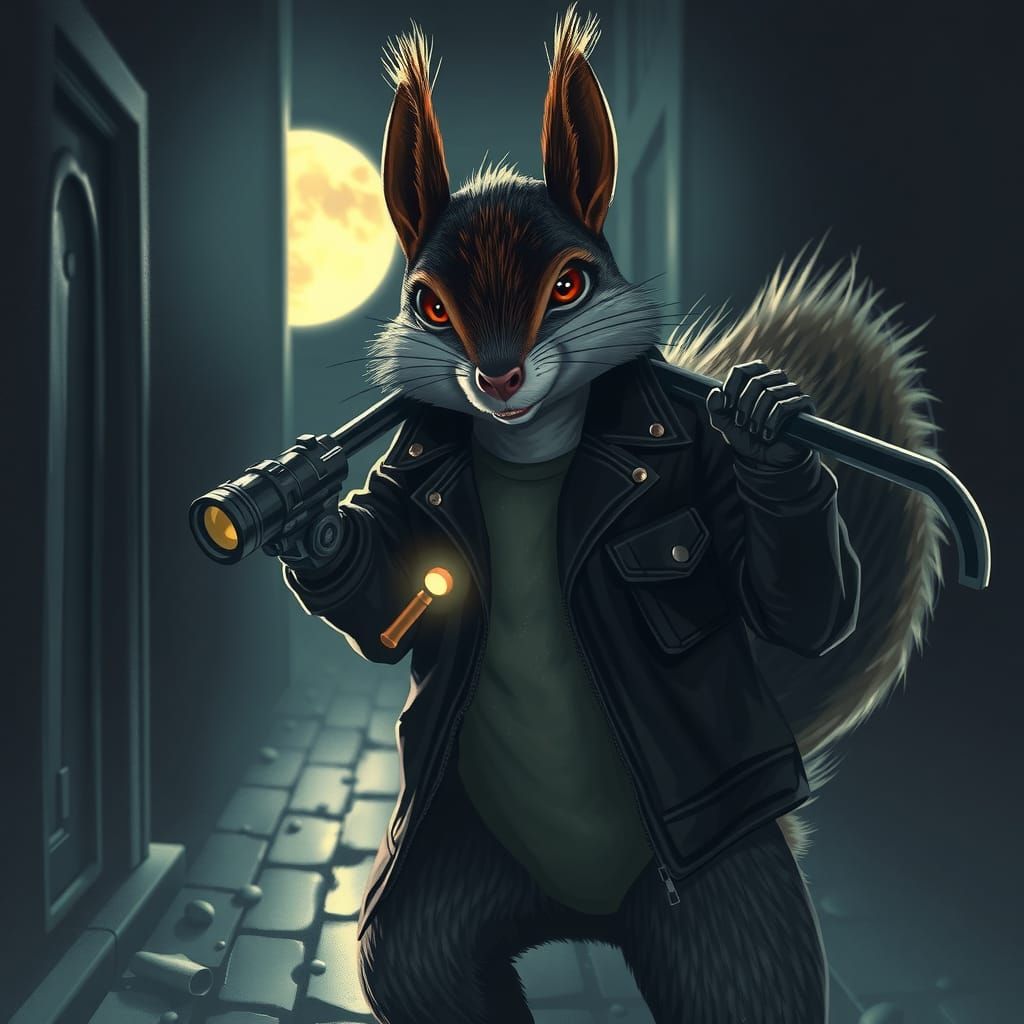 Masked Squirrel Heist in Noir Style