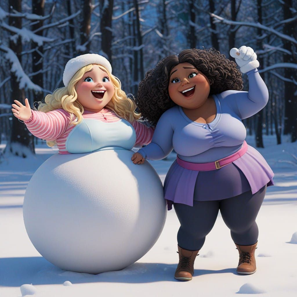 Little me making Snowwoman out of my future love.