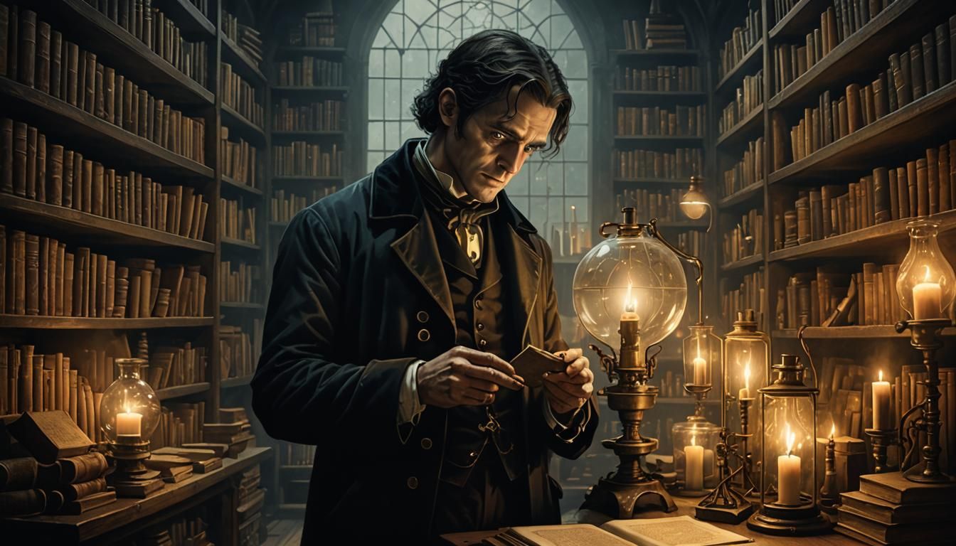 Frankenstein's Laboratory: A Gothic Romantic Illustration