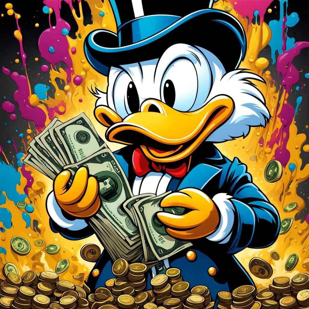 Scrooge McDuck Gold and Black Graffiti Art